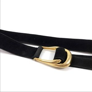 Vintage 1970’s black suede belt with gold buckle